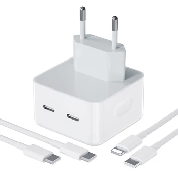 35W USB C güç adaptörü çift USB tip C fiş hızlı duvar şarj blok ile iPhone 14 için şarj kablosu/13/iPad/Samsung ve daha