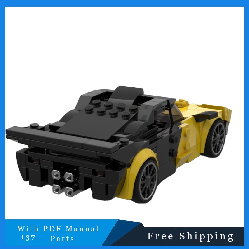 137 PCS MOC Technische Bausteine Gelb Geschwindigkeit Auto Ziegel Modell Kreative Bildung DIY Montage Spielzeug Für Kinder Weihnachten Geschenke