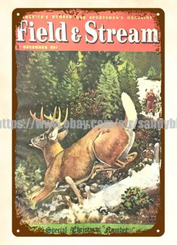 1947 Field Stream deer hunting metal tin sign discount wall decor home accents sign