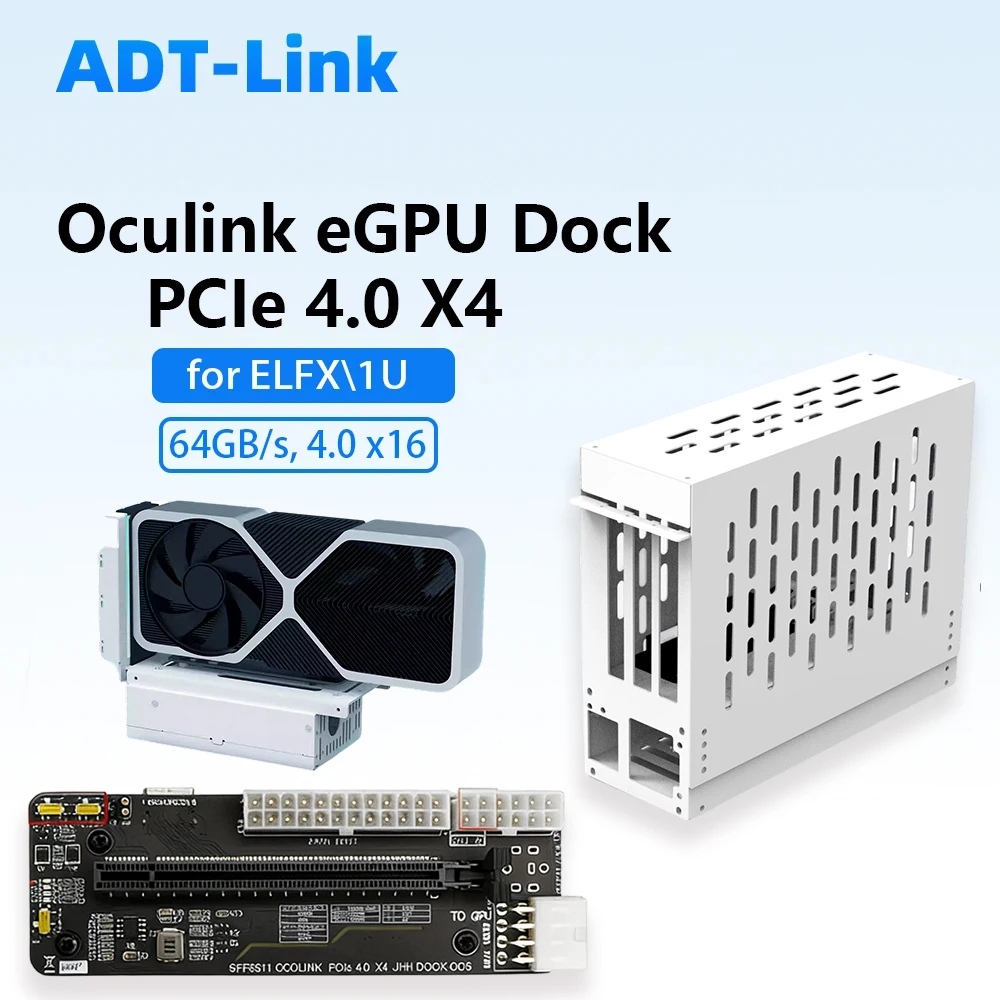 

Oculink eGPU Graphics Card Dock for Laptop/ Mini PC 64GB/s PCIe 4.0 X4 Supports ELFX 1U Power Portable External GPU Enclosure
