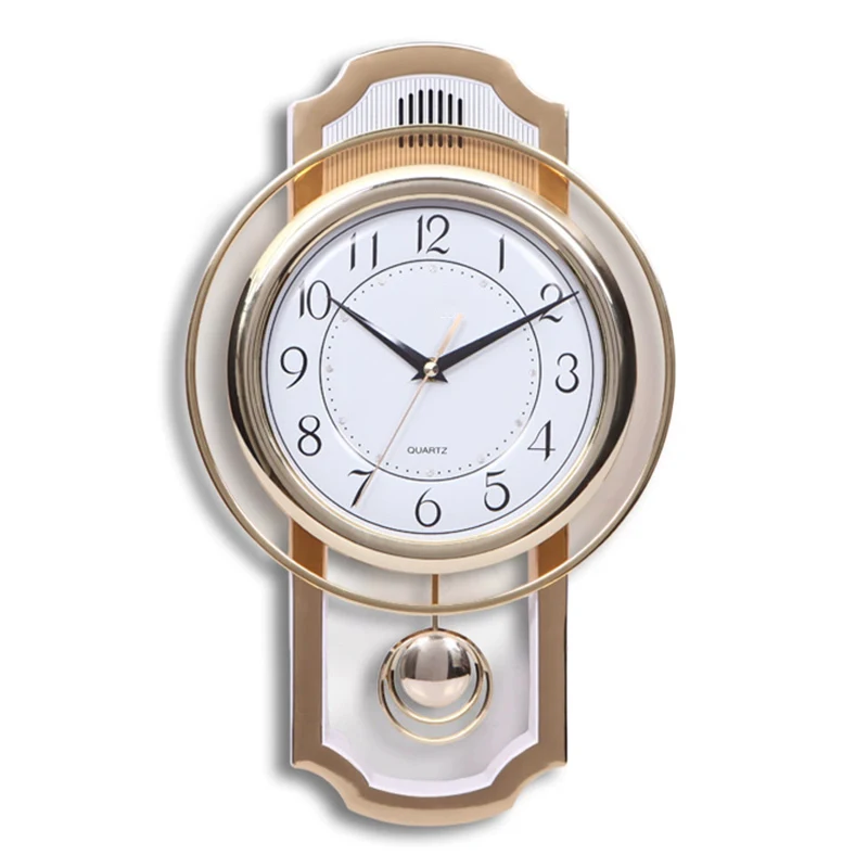 Relógio de Pêndulo Vintage para Decoração de Parede, Relógio Retro Silencioso para Sala de Estar com Alarme