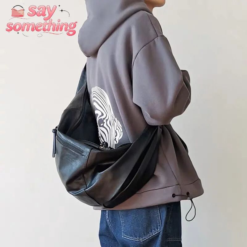 

Retro Version Hobos Bag Large Capacity Pu Soft Simple Casual 2026 New Tote Leather Shoulder Bags Stylish Dumpling Crossbody Bag