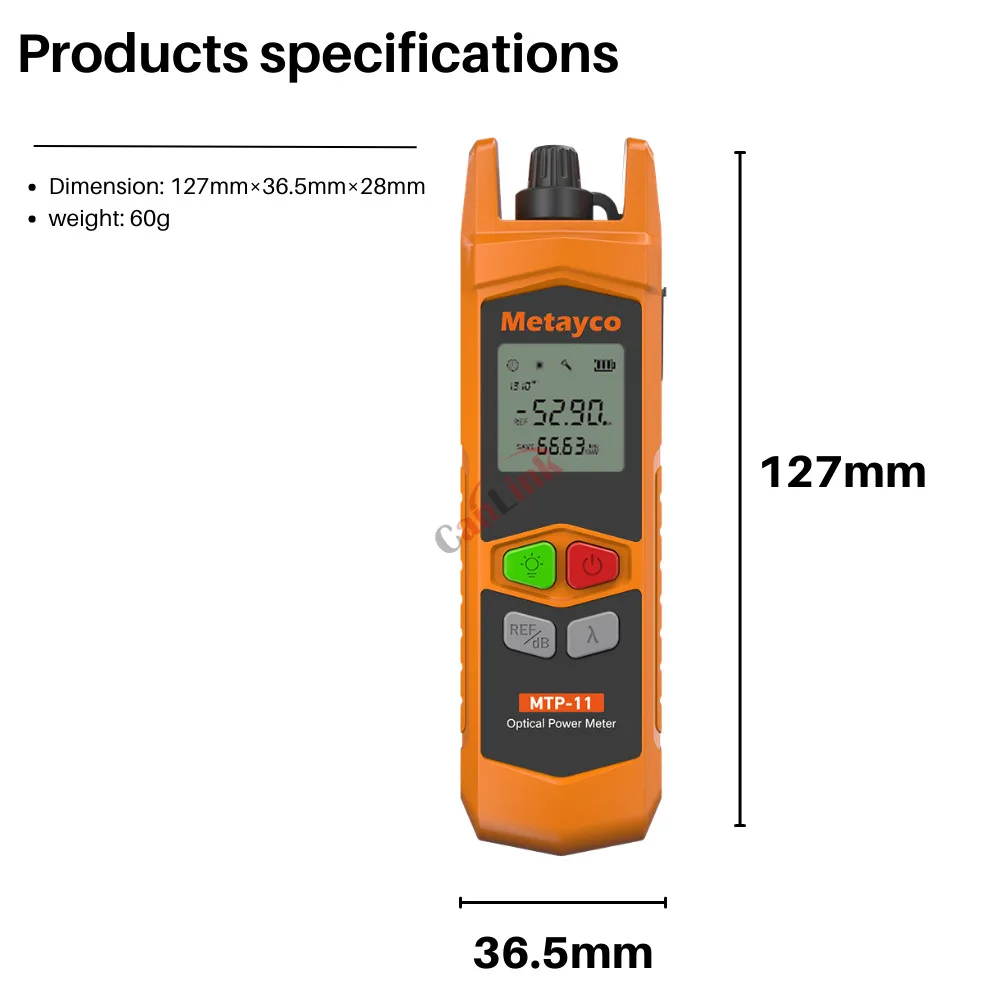 Optical Power Meter -70~+6dBm Fiber Network Cable Tester LED Light Fiber Optical Power Meter dry battery