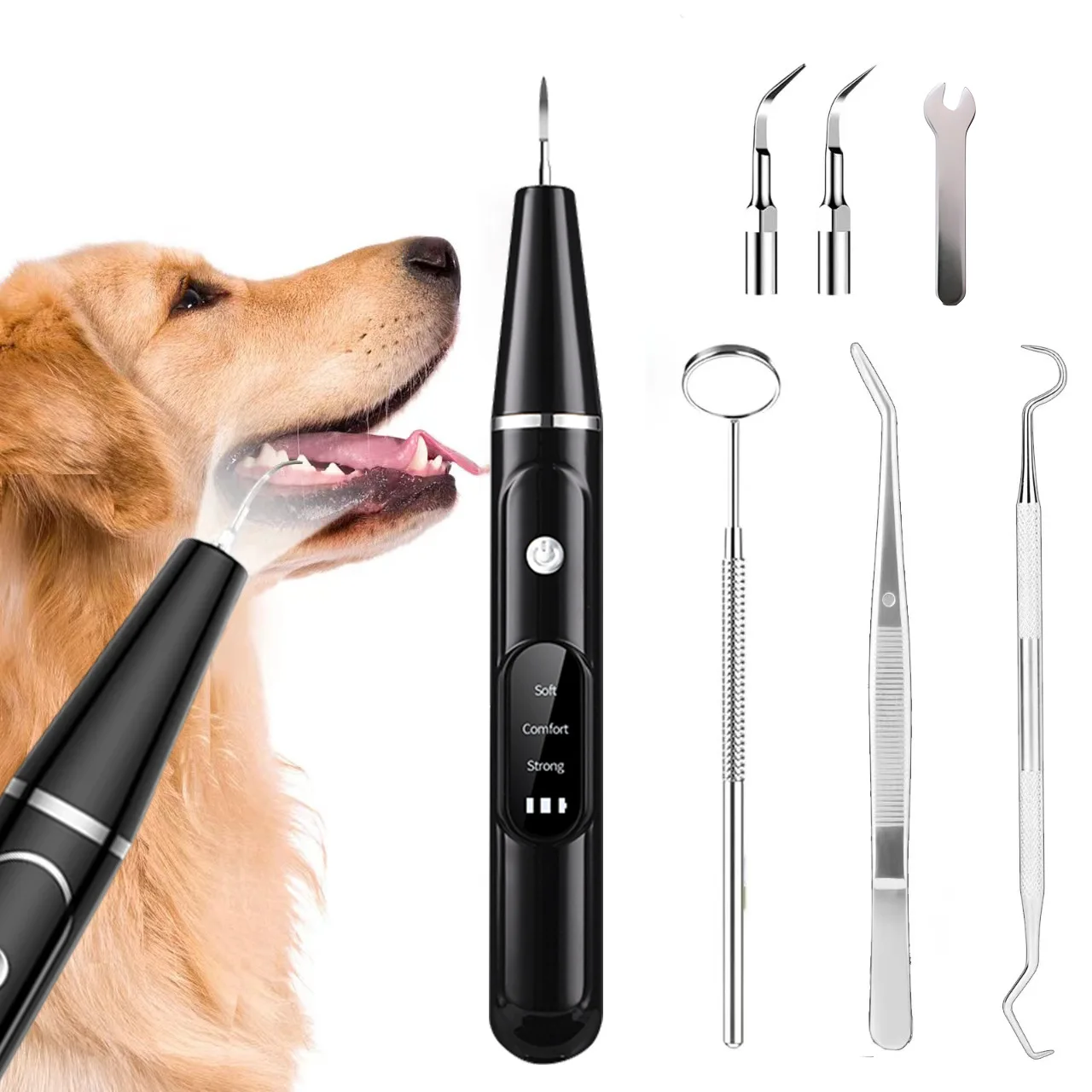 Dog Tooth Calculus Device Ultrasonic Toothbrush Electric Pet  Scaler  Cleaning Tool Plaque  Cat Denta l Care Kit