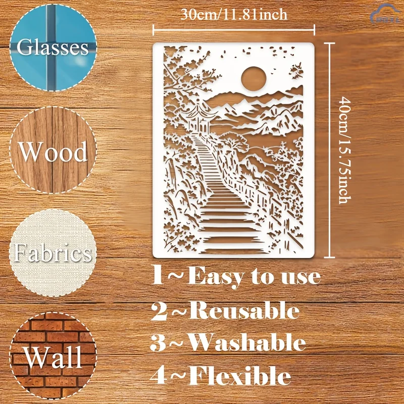 A4 29 *21cm retro oriental landscape Stencils Wall Painting Scrapbook Coloring Embossing Album Decorative Paper Card Template,