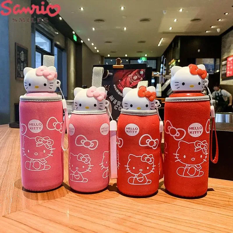 Sanrioed Anime peryferyjne HelloKittys Cartoon kubek termiczny w stylu Kawaii 200/280Ml przenośne szczelne dziecko studentka prezent