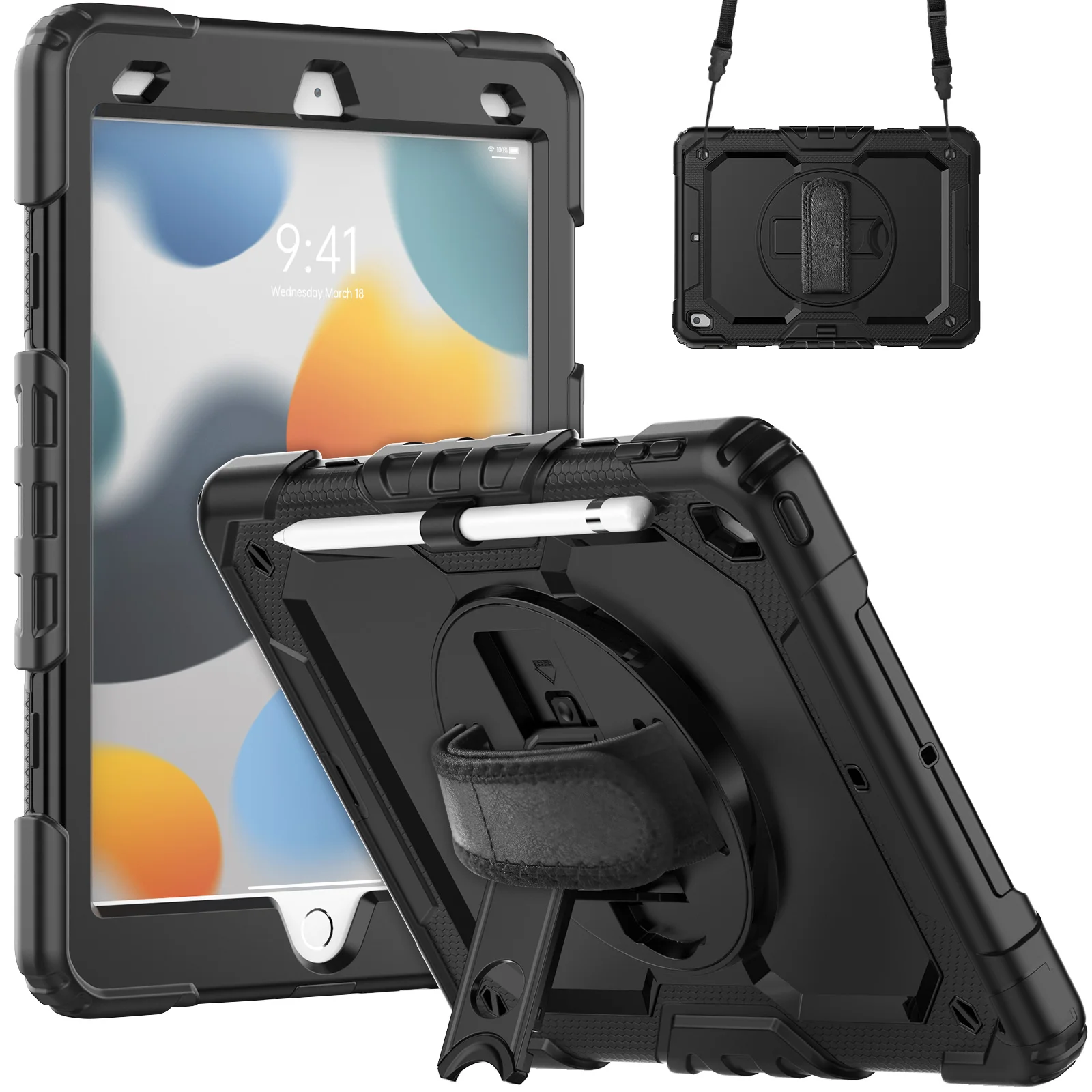 Case For iPad A16 2025 11th 10th 10.2 7th 8th 9th Gen Air 3 2 Pro 10.5 9.7 2017 2018 Ratating Stand Cover With Screen Protector 