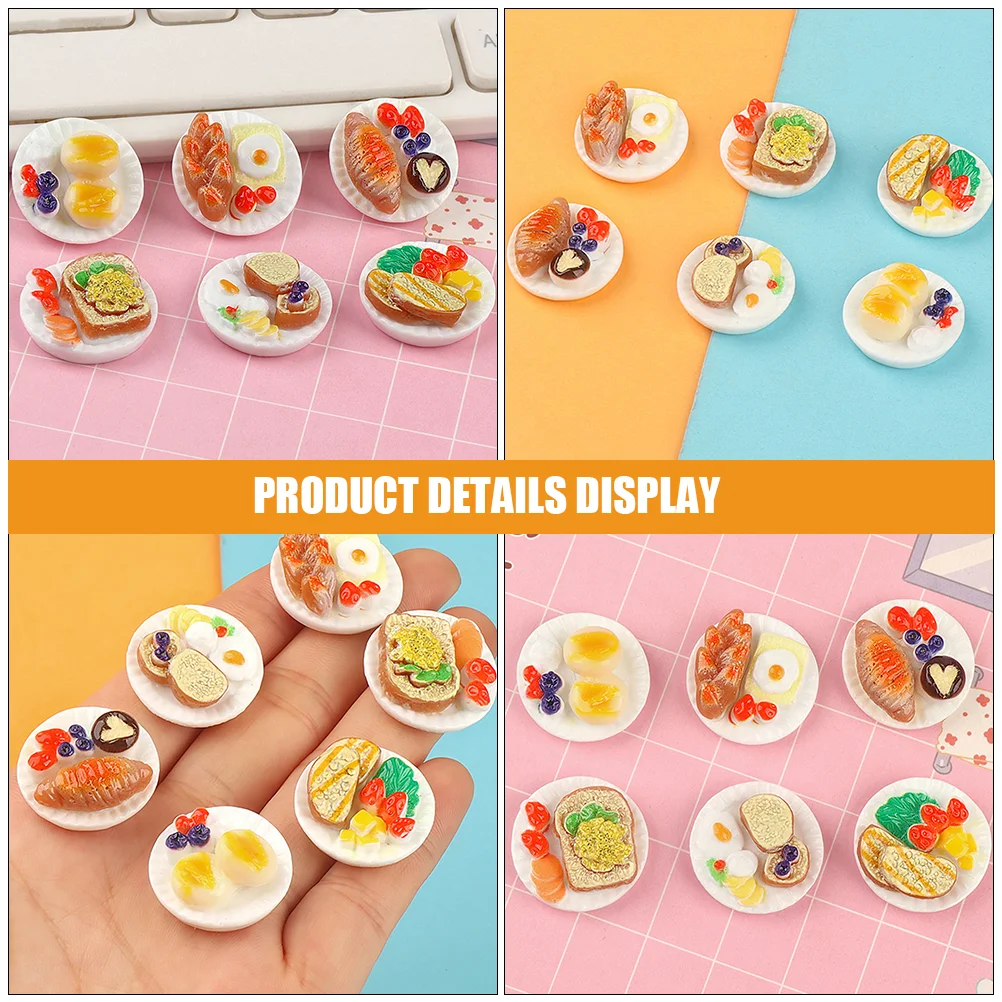 18 Pcs Simulated Food Toys Pretend Model Mini House Decor Resin Dessert Ornament