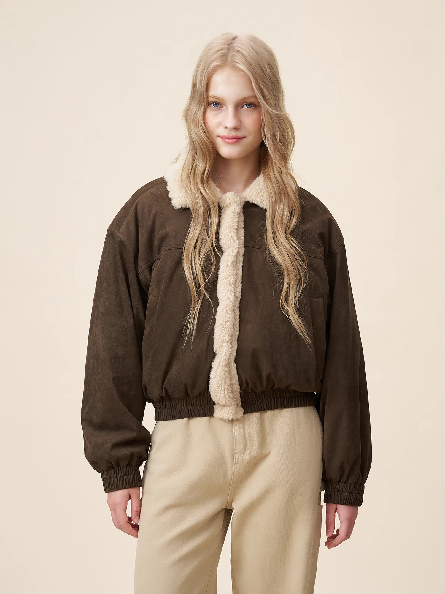 

Женская утепленная хлопковая куртка Yescci с коричневым воротником, новая коллекция весна-осень, высококачественная текстура, короткая верхняя одежда для женщин