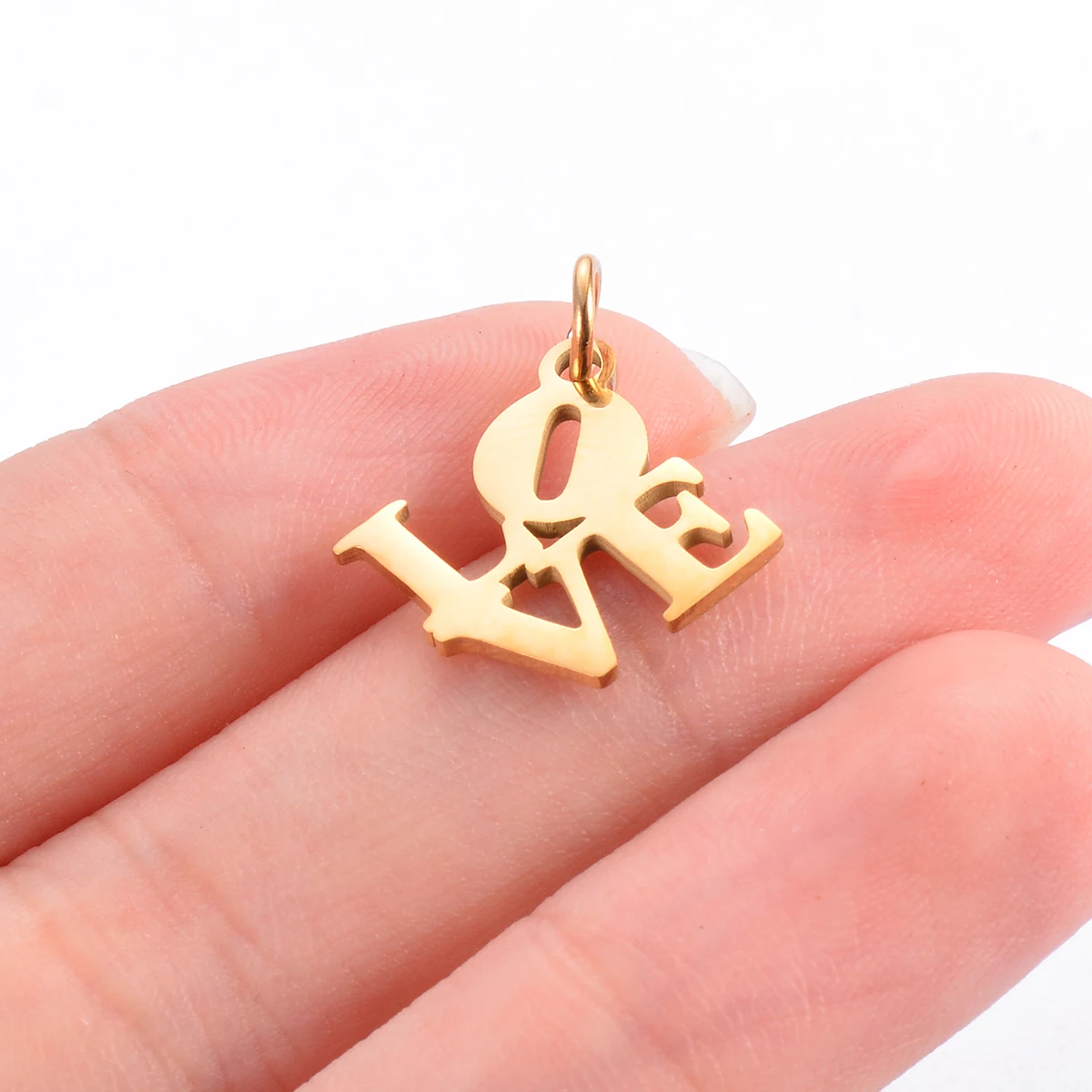 10Pcs Stainless Steel Love Charms Gold Color Necklace Pendant Bracelet Making for DIY Jewelry Findings Handmade Supplies