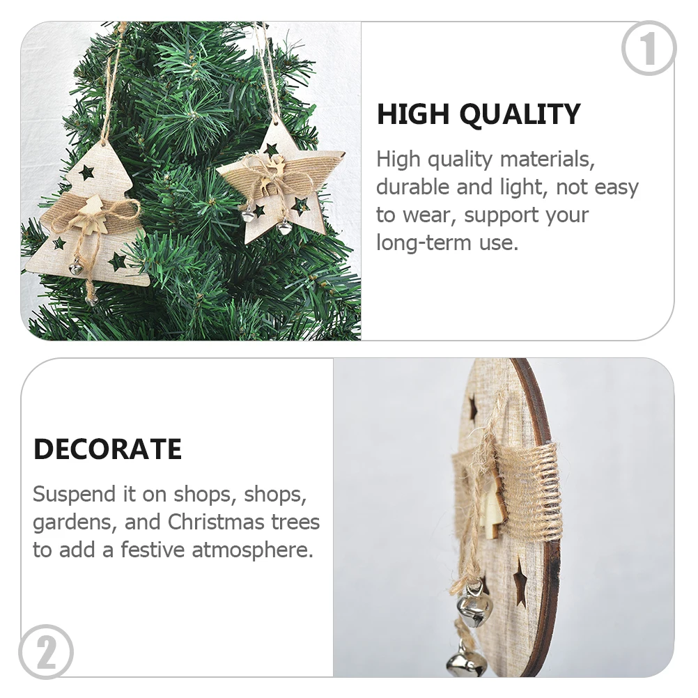 

5Pcs Wooden Christmas Tree Hanging Decor Elk Shape Pendants for Holiday Party Xmas Themed Ornament Small Elk Decor