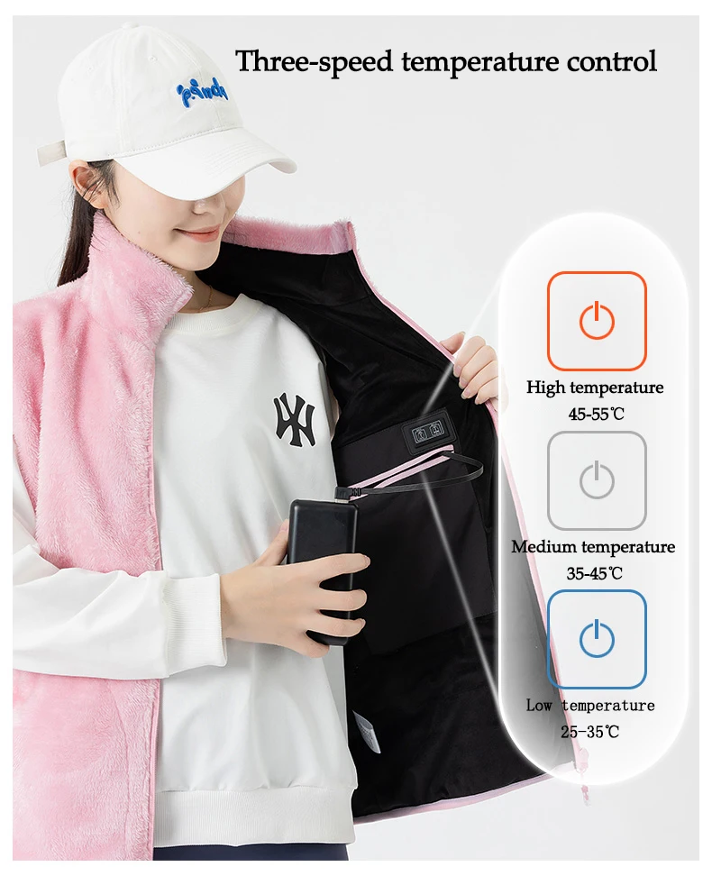 Beheizte Weste Intelligente Heizweste für Männer und Frauen Winter 9-Zonen-Heizweste Thermische Heizweste für Outdoor-Freizeit und Wärme – Detail 5