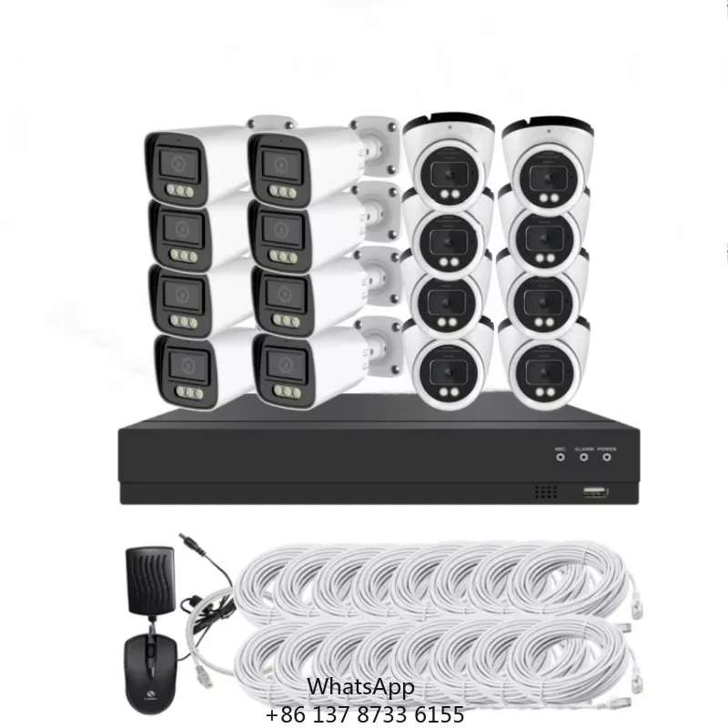 16 Channel 4K POE Security Camera System Night Vision Two-Way Audio For Indoor Outdoor Use Includes Hard Drive
