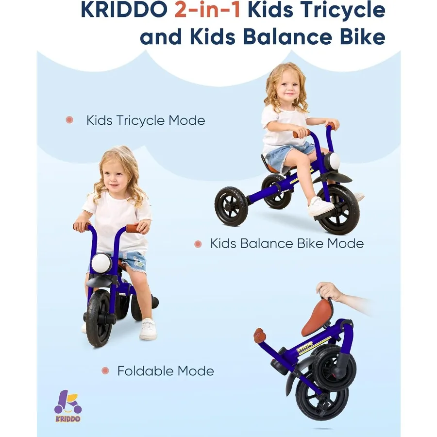 2～5歳向けの2in1キッズバランスバイクとキッズ三輪車、取り外し可能なペダル付き幼児用バランスバイク、3～5歳向けの三輪車