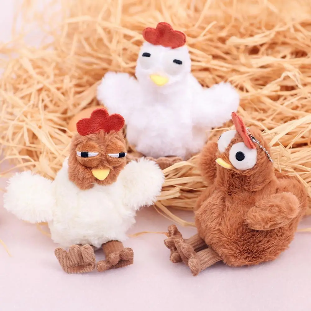 Miniature Egg Laying Chicken Toy Funny Chicken Plush Toy Keychain Set with Egg Laying Hens Stress Ball Cute Bubble for Kids