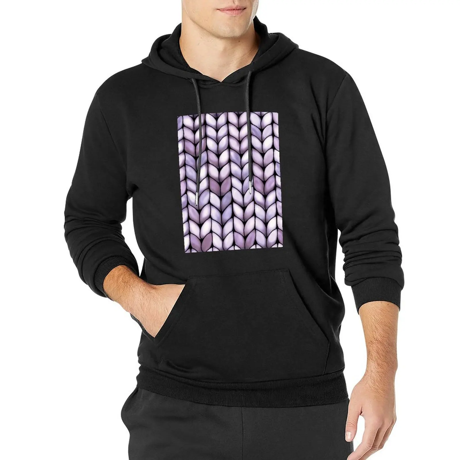 Chunky Lilac Faux Knit Pullover Hoodie autumn korean autumn clothes men's hoodie sweatshirt