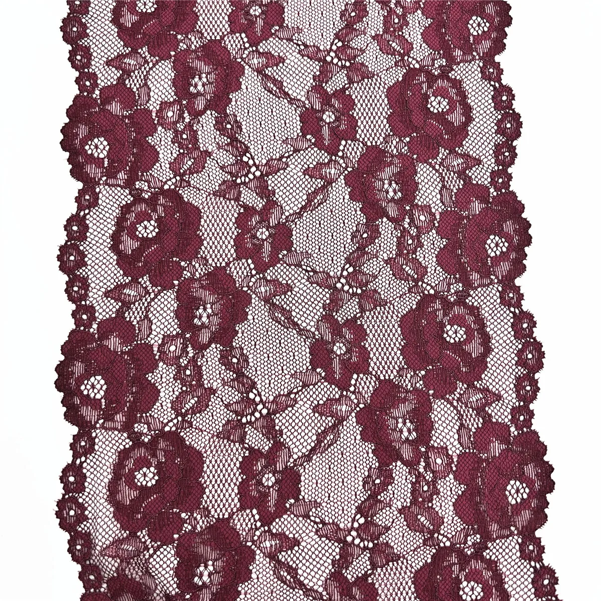 3y/lot Width 21cm Dark Red Elastic Stretch Lace Trim For Lingerie Sewing Craft DIY Apparel Fabric Lace Wedding Garment Accessory