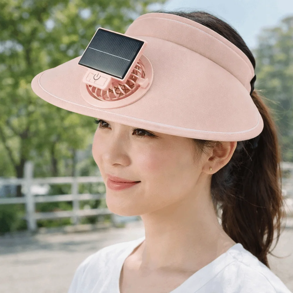 Breathable Sunscreen Fan Hat Sun Protection Wide Brim Cooling Fan Hat Solar /USB Charging Empty Top Sun Visor Hat Summer Season