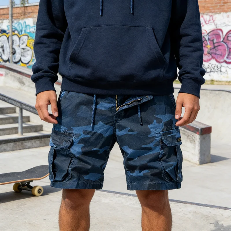 Men's Summer New Camouflage American Outdoor Versatile Workwear Shorts Thin Cross-Border A065 Loose Fit Five-Quarter Pants