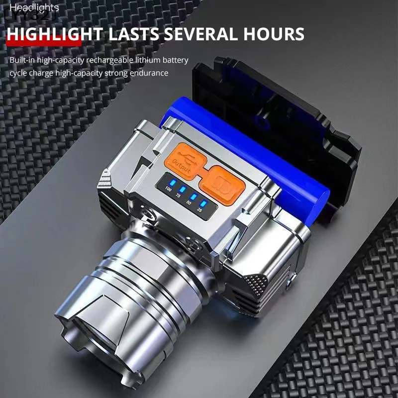 Rechargeable LED Headlamp With Front-facing Light Ultra-bright For Outdoor Camping And Fishing〔YY32〕