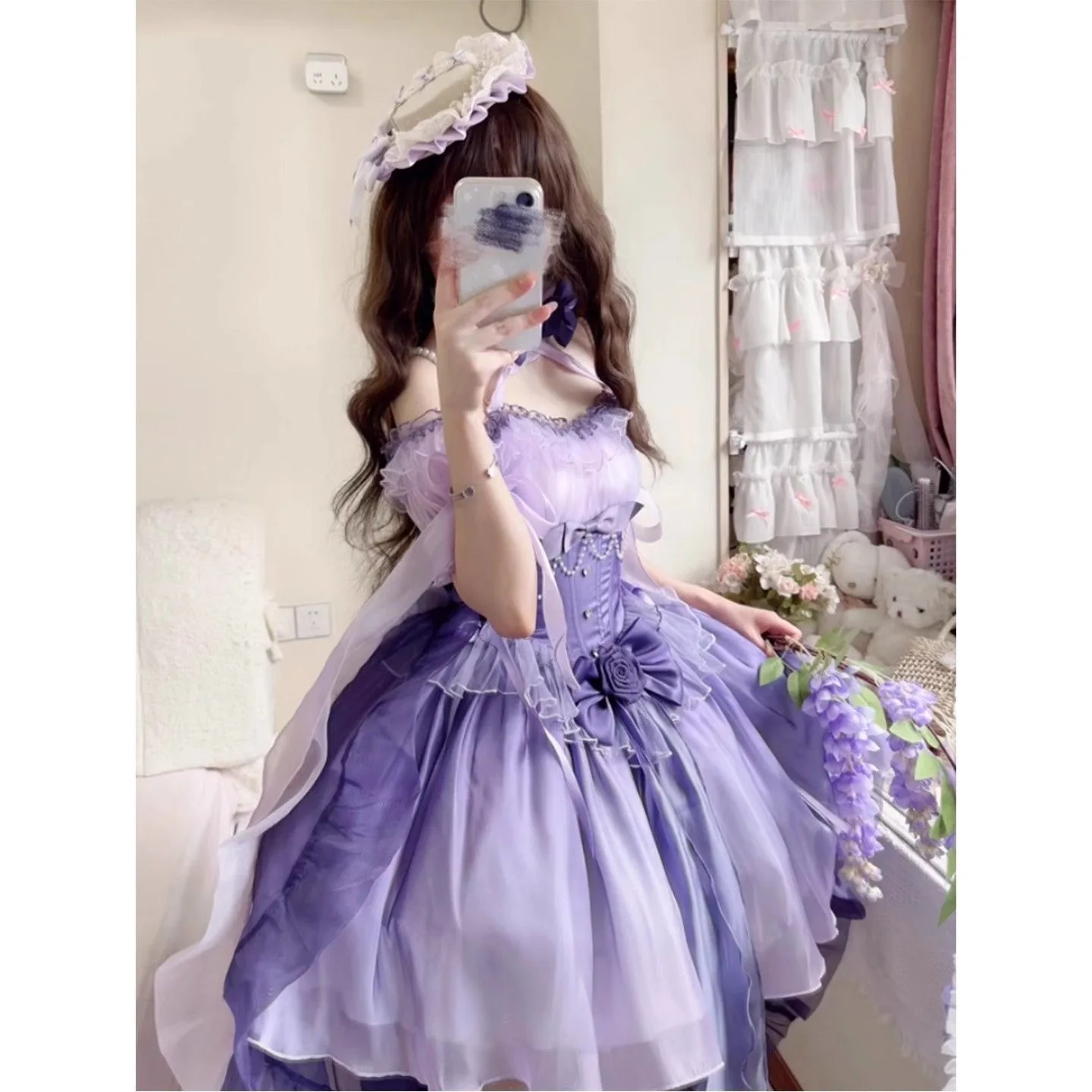 Gradual Change Purple Wedding Dress Women Lolita Rose Sweet Purple Dress Heavy Industry Fluffy Princess Dresses Summer Vestidos