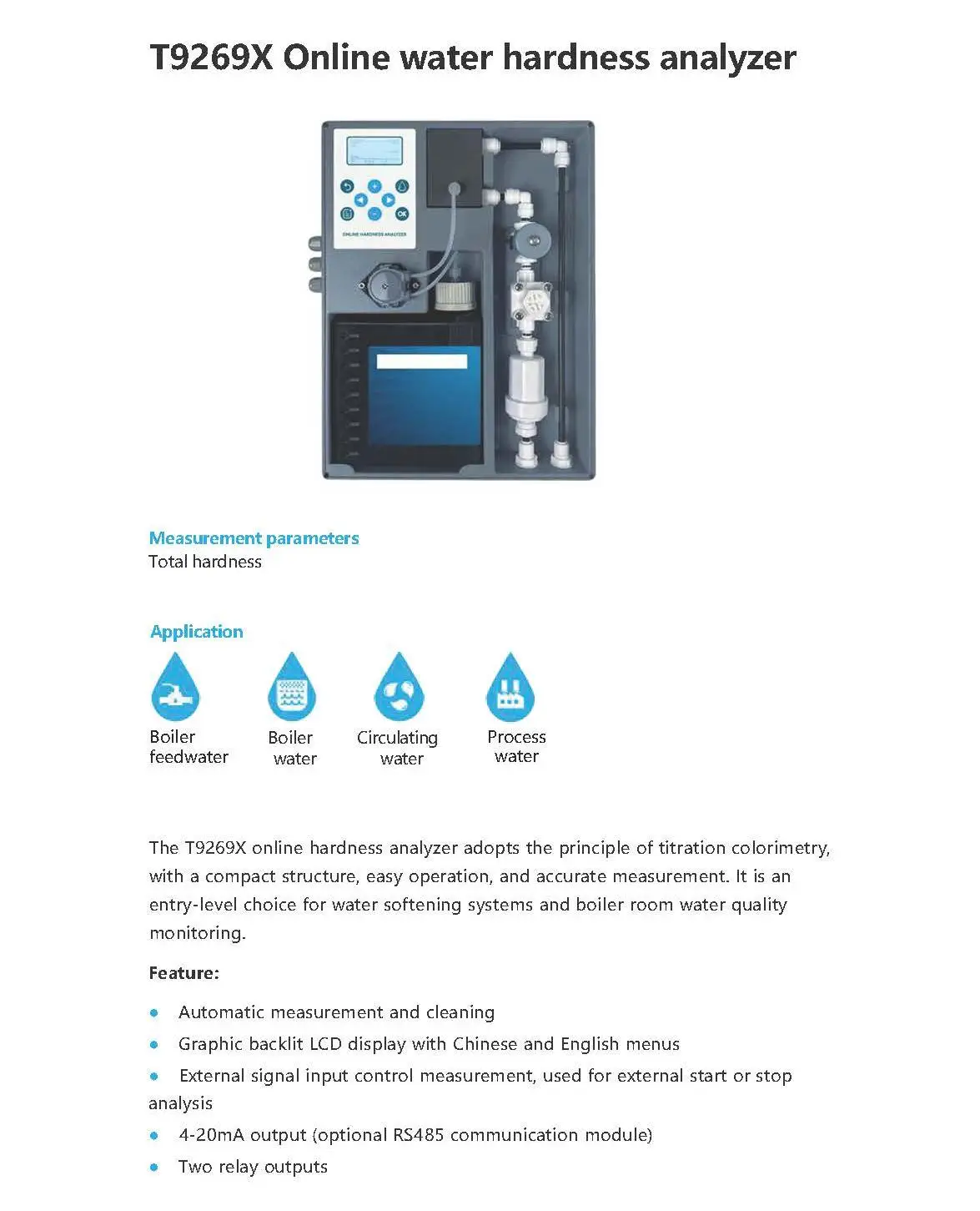 Online Total Water Hardness & Total Alkalinity Analyzer Meter Customized OEM Support