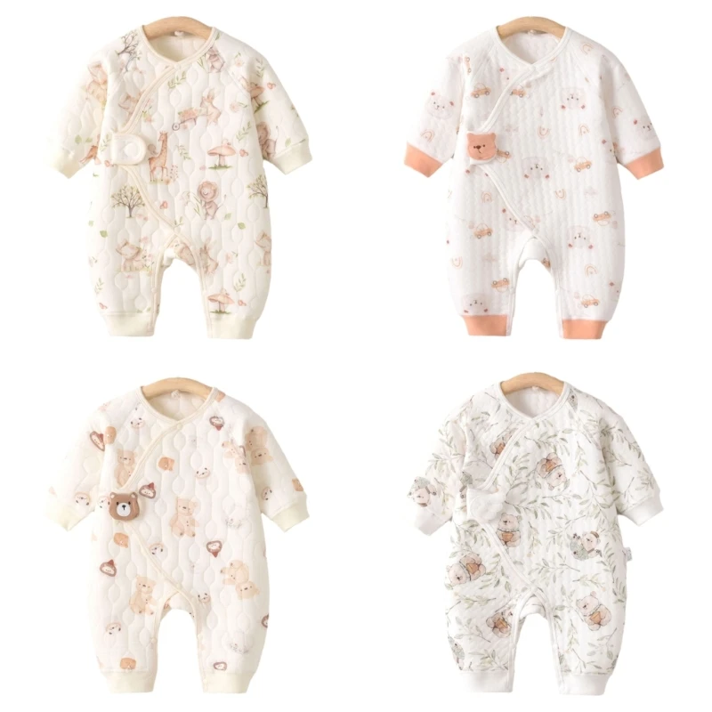 

Newborn Romper Winter Autumn Baby Warm Clothes Cartoon Pattern Cotton Jumpsuit