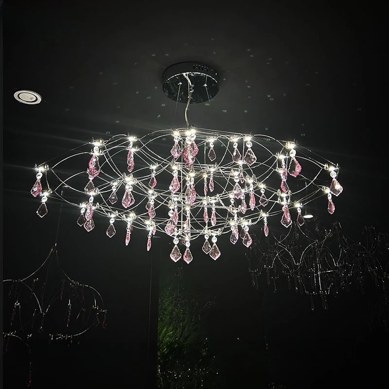 

Italian New Living Room, Dining Room, Bedroom, Milk Tea Shop Decoration, Pink Dressing Room, Stairwell, Crystal Chandelier