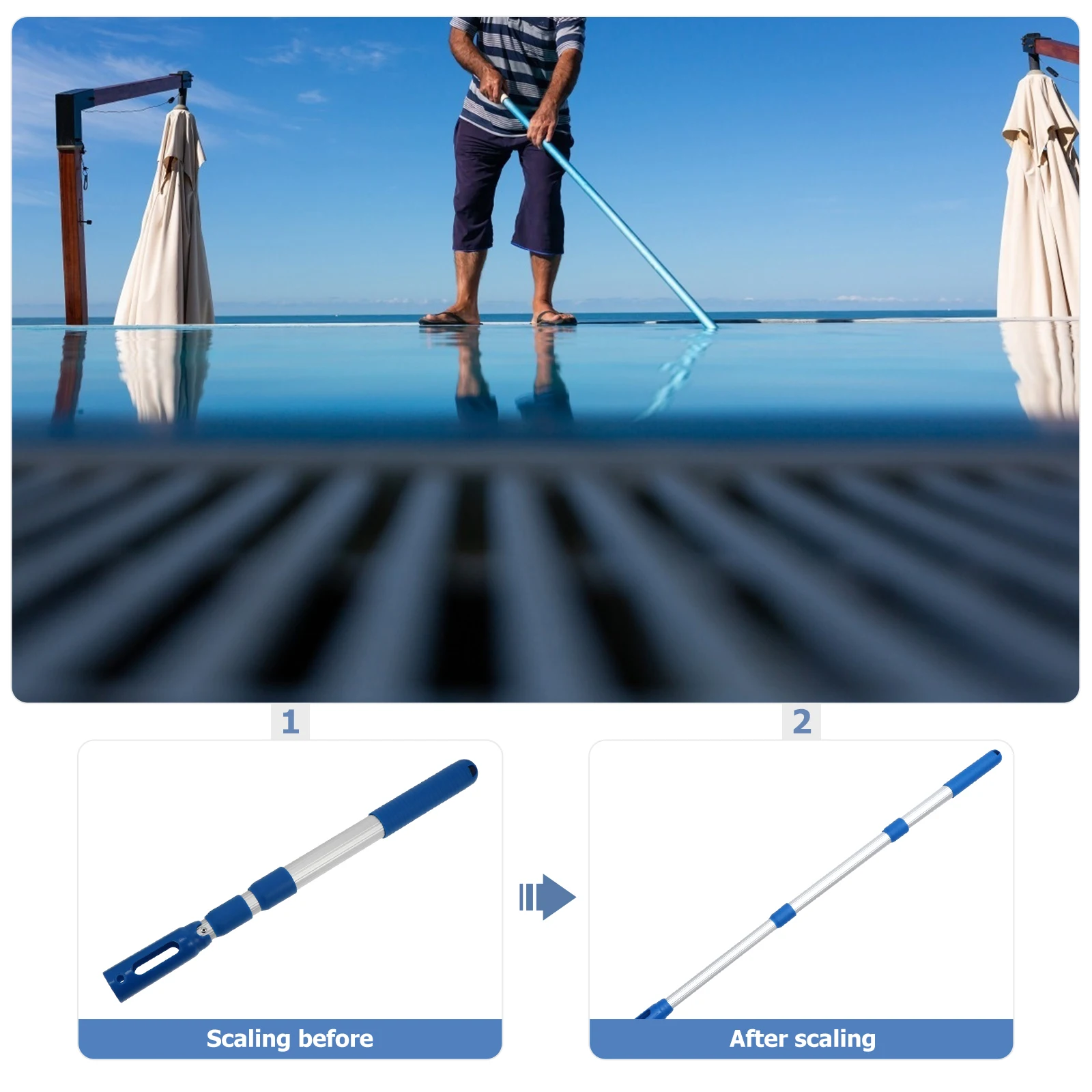 Telescopic Rod For Cleaning Adjustable Pole Skimmer Net Aluminum Alloy Durable Pond Swimming Pool Garden Maintenance Tools