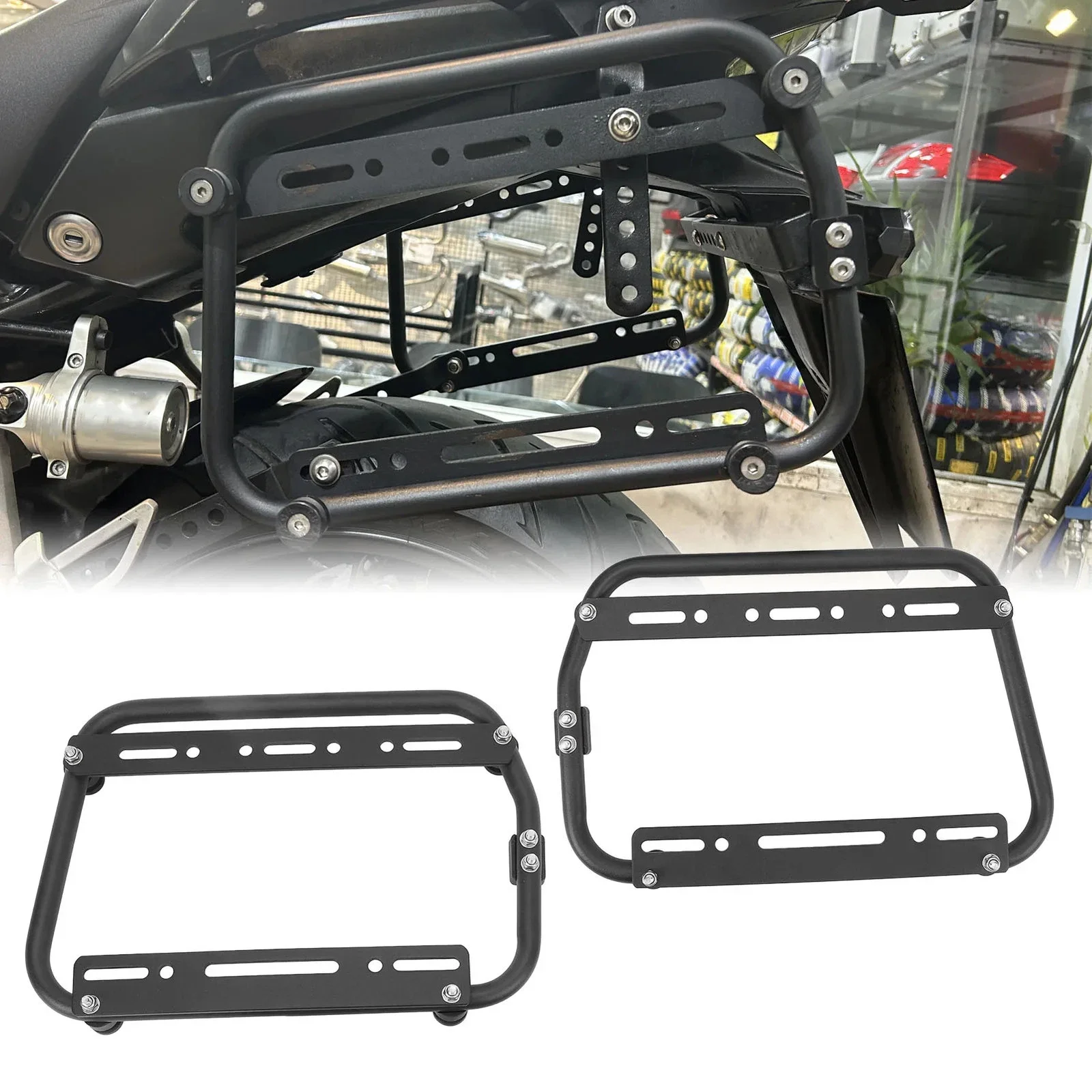 HOMEFISH Aluminium Alloy Motorcycle Side Case Support Racks High Load Saddlebag Brackets Motorbike Accessories