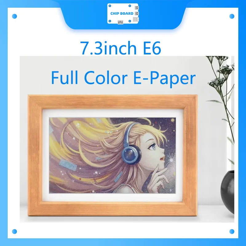 7.3inch E6 Full Color E-Paper With Solid Wood Photo Frame, Ultra-long Standby, 800 × 480 Girlfriend Gift phoframe