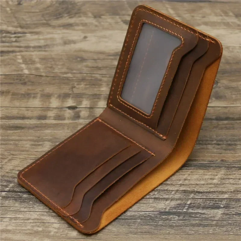

Crazy Horse Leather Wallet, Genuine Leather Wallet, Card Bag, Simple Retro European and American Style, Mens Purse 2025