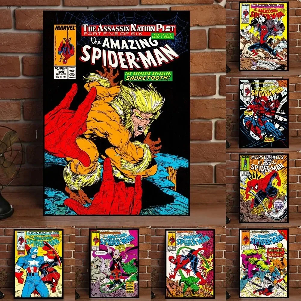 Marvel Vintage Comics Amazing Classic Spiderman Print Wall Art  Amgazine Poster Canvas Paintings Home Decor Pictures Best Gift