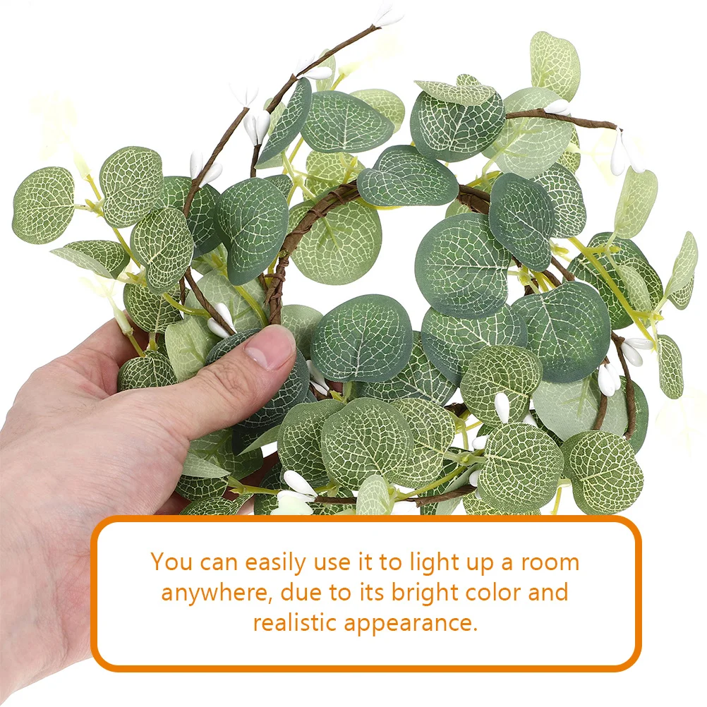 

3pcs Simulated Cup Garland Rings Artificial Leaves Eucalyptus Wreath 8cm Home Decor Taper Rings Table Stylish