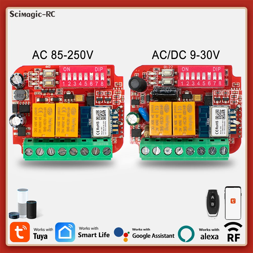 

Tuya Wi-Fi Универсальный MULTI 300-900 МГц 2-канальный приемник дистанционного управления 433 868 МГц 12 В 24 В 220 В мгновенный режим