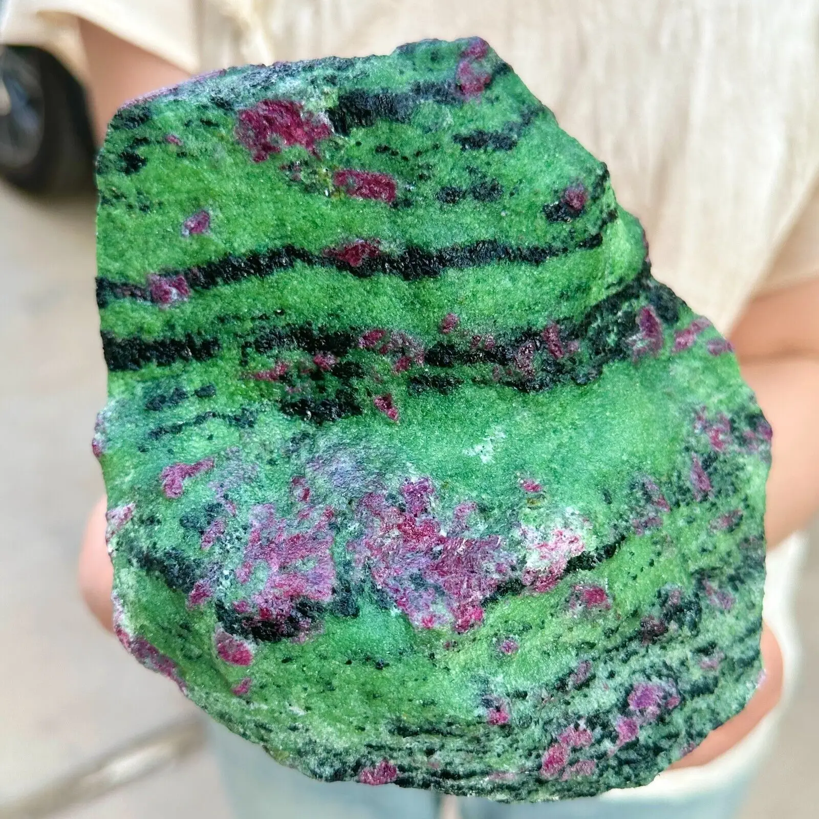 Amazing  Ruby Zoisite Gemstone Natural Mineral Rough Display Specimen Healing Home Office Degaussed Decorative Gem 1pc