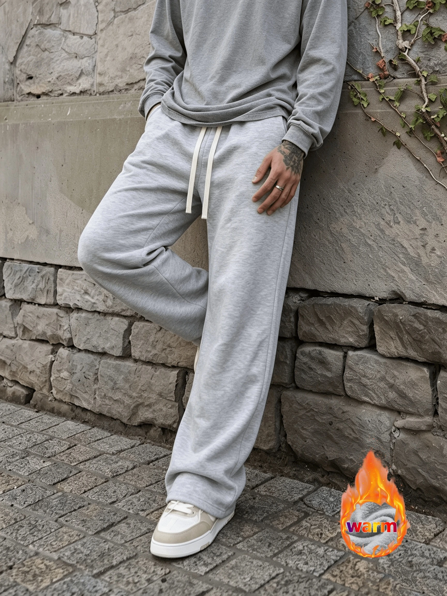 Men's Thermal -Lined Jogger Pants with Pockets - Winter Warmth Suitable for Cold Weather