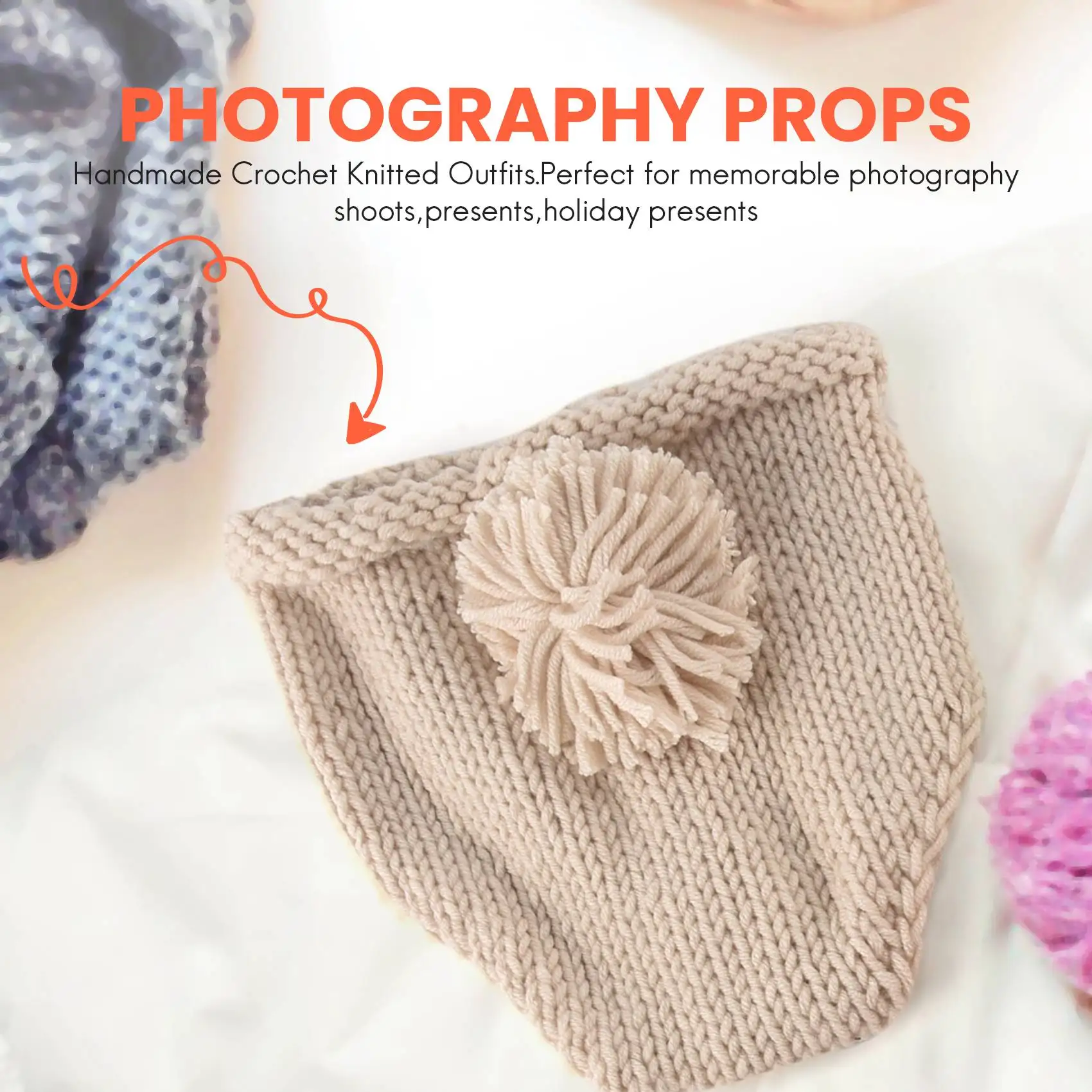 B49B-Newborn Baby Photography Props Infant Boy Girl Knit Photo Outfits