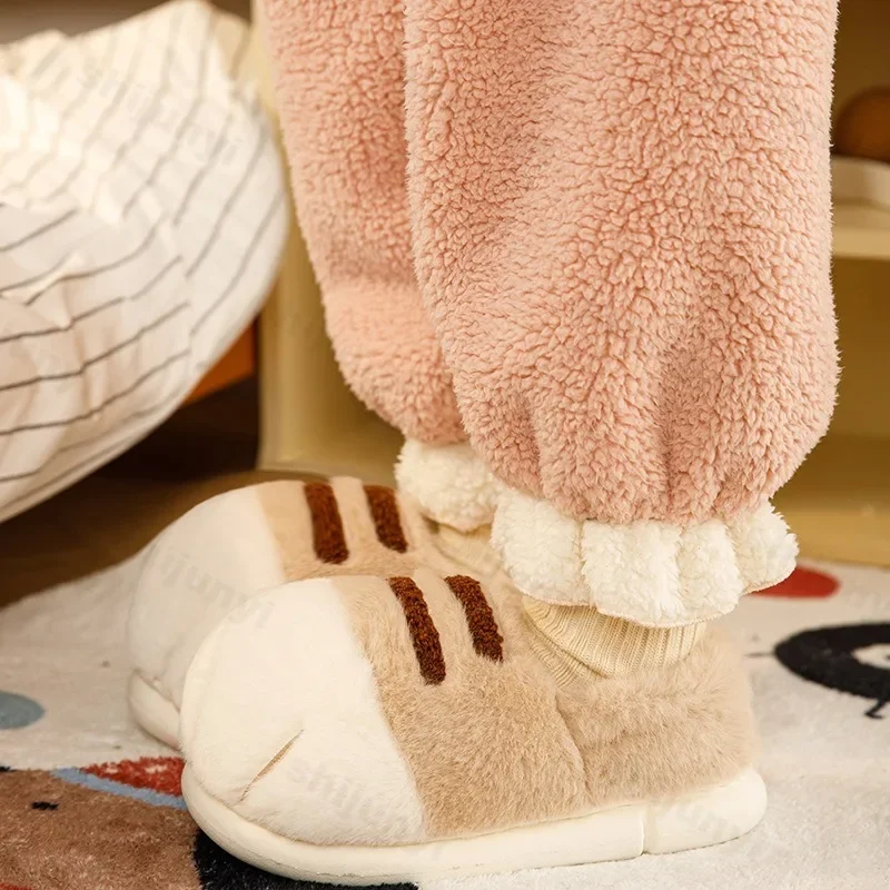 

Winter Warm Women Home Slipper Fuzzy Cat Tiger Paw Claw Fur Plush Indoor Lazy Man Thermal Furry House Shoe Funny Flat Flip Flop