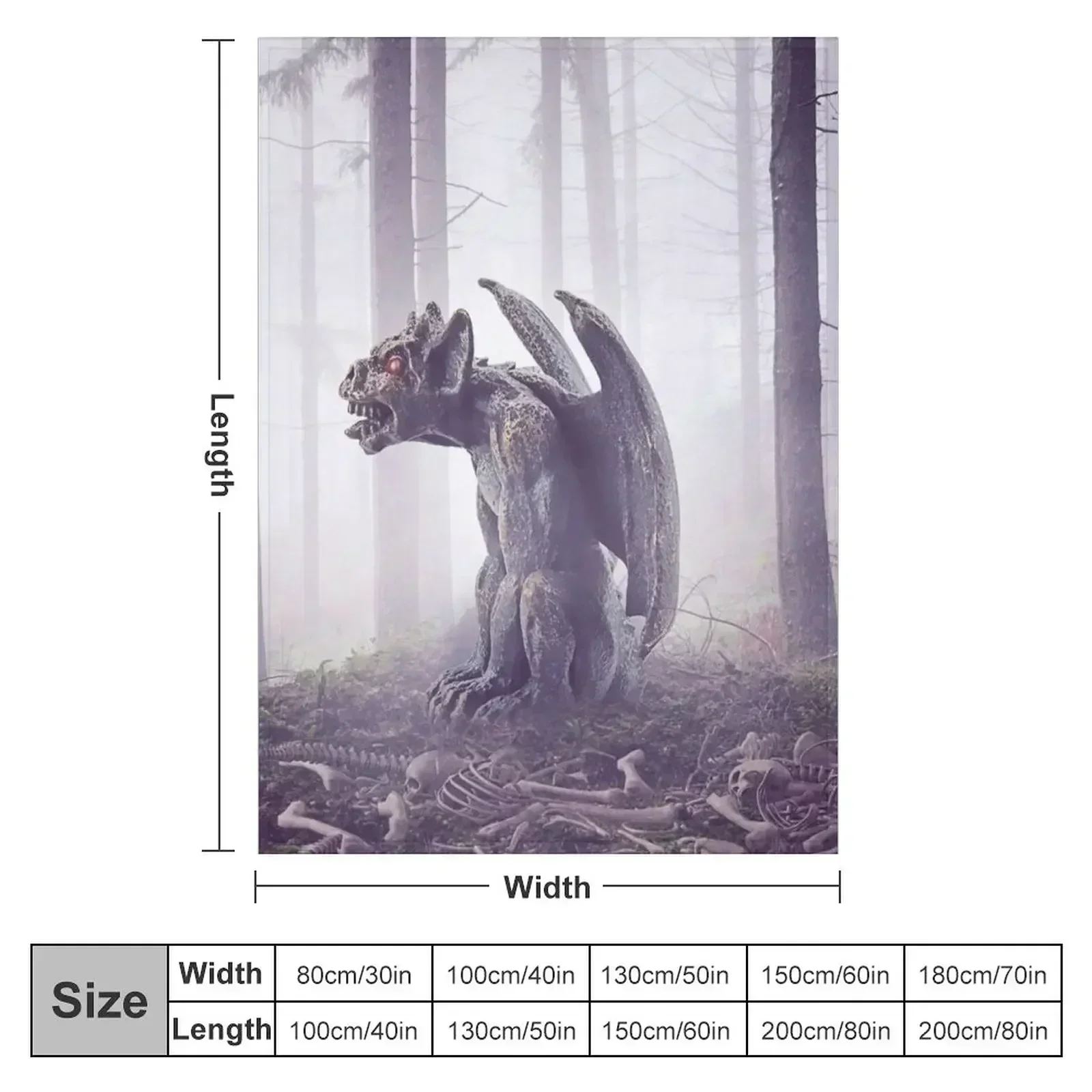 Mysterious gargoyle shrouded in fog Throw Blanket Bed Fashionable Bed Cute Soft Blankets