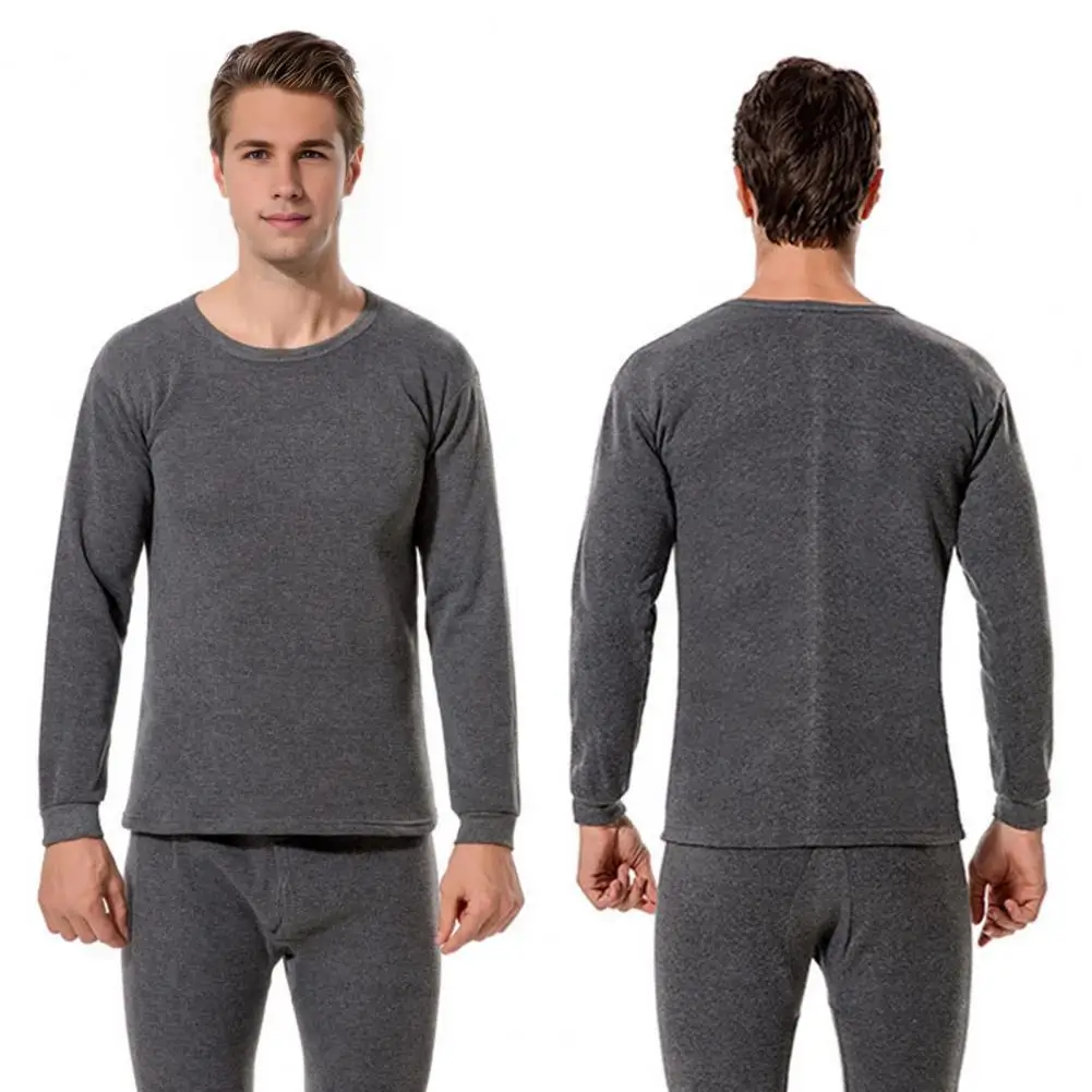 Men Fitness Suit Cozy Men's Lounge Set with Plush Lining Elastic Waist Pants Solid Color Pajamas for Relaxing at Home