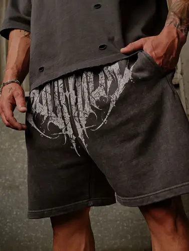 Imagen 2 del producto Pantalones cortos deportivos y de cinco minutos adecuados para hombres, adecuados para fitness, ocio, exteriores, pantalones deportivos estampados callejeros.