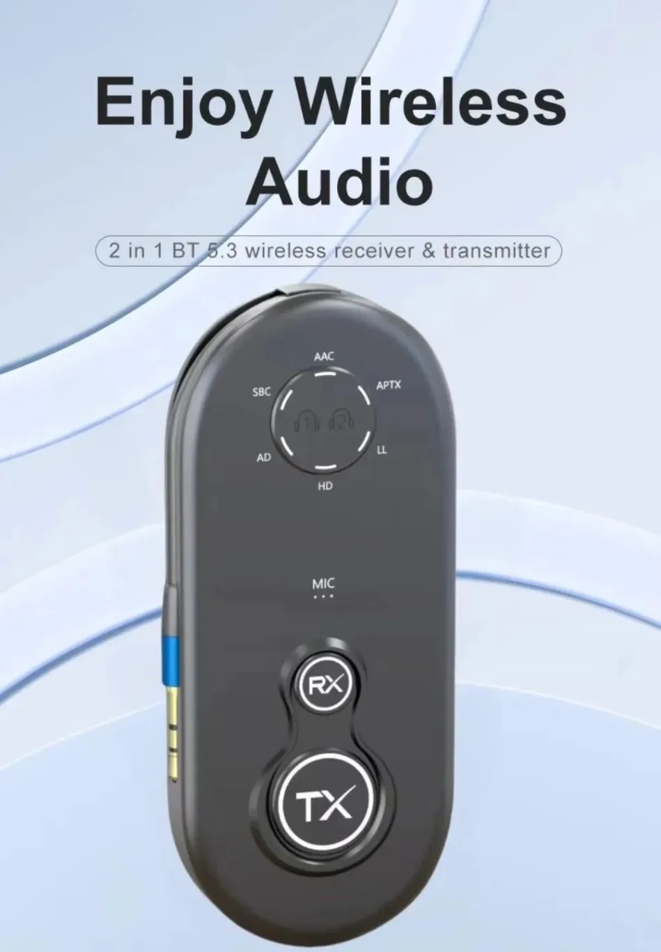 3.5mm Jack AUX Bluetooth Receiver Transmitter Aptx Wireless Audio Adapter Handsfree Call HD LL AAC Adaptive BT 5.4 For TV Car PC