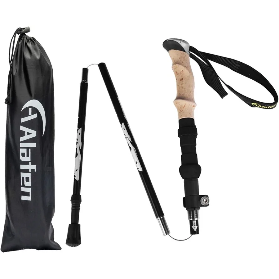 Bastón de trekking plegable y ligero, bastón ajustable de aluminio 7075 para senderismo y viajes, diseño plegable de bloqueo rápido