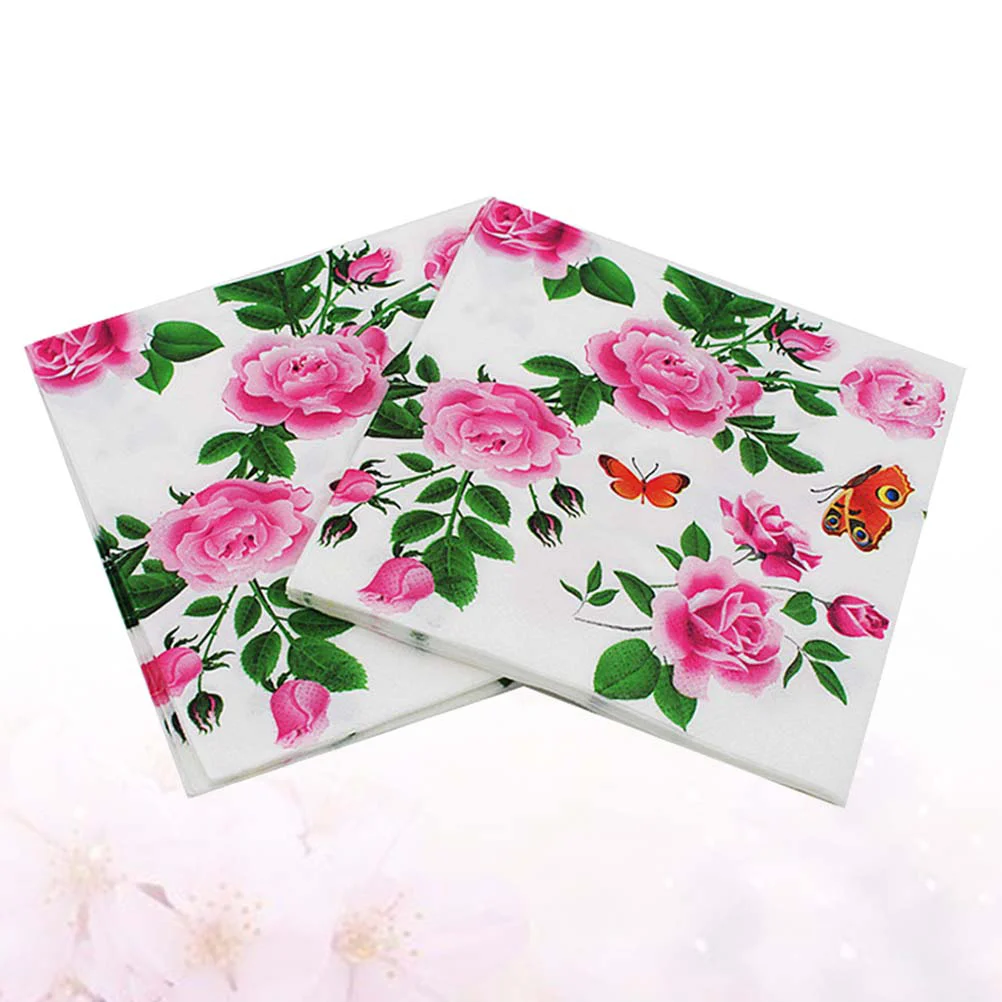 Guardanapos descartáveis Rose Pattern Tissue, Fontes do partido, 20 folhas