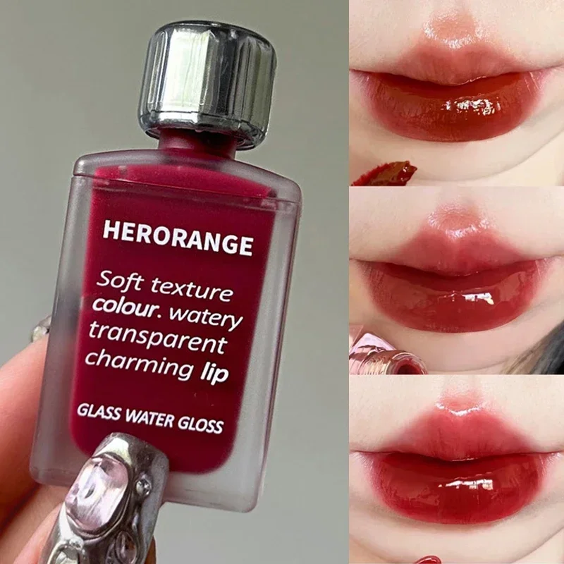 Brillo de labios de gelatina de espejo de 6 colores, lápiz labial líquido hidratante impermeable, brillo de agua, tinte rojo de larga duración,