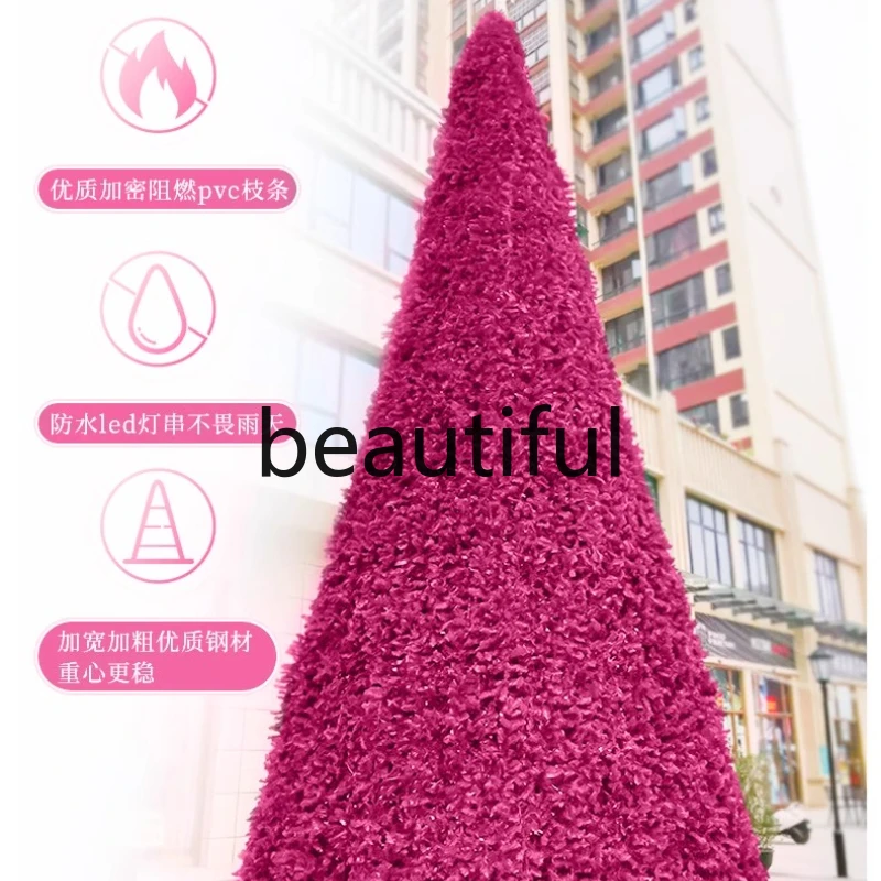 

Pink large Christmas tree outdoor luminous frame tree 6m/8/10m oversized Christmas decoration