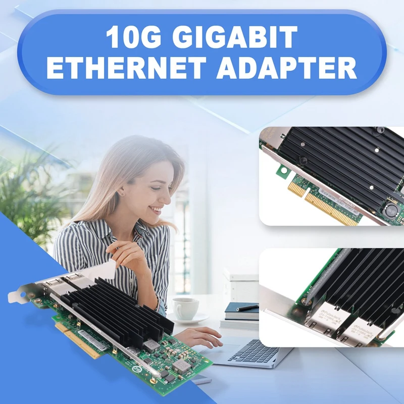 High Performance NIC X540-T2 With X540 Chipset 10Gbs, RJ45 Dualport PCI-Ex8 Server Desktop Network Card