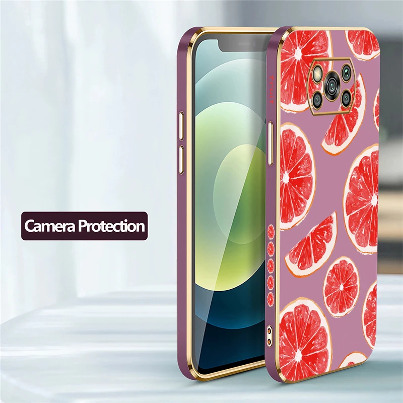 Cassa del telefono di lusso modello arancione per Xiaomi Poco X5 X 5 X4 Pro X2 X3 NFC X3 GT placcatura antiurto copertura morbida in silicone TPU