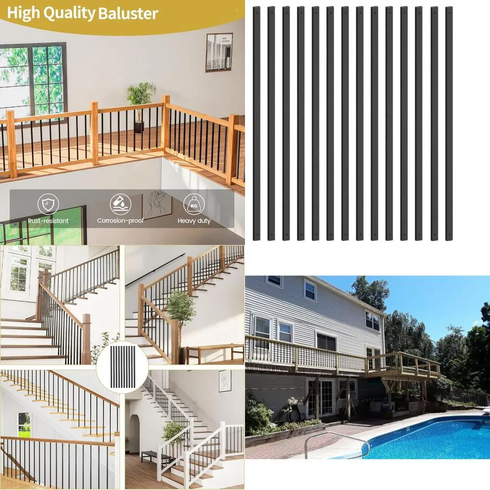 

36 толстых черных металлических балясин для лестниц, полые стойки для перил веранды